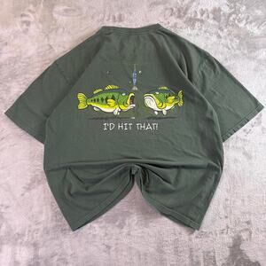 Bass Pro Shops Graphic T Shirt Mens L Green Fishing Humor